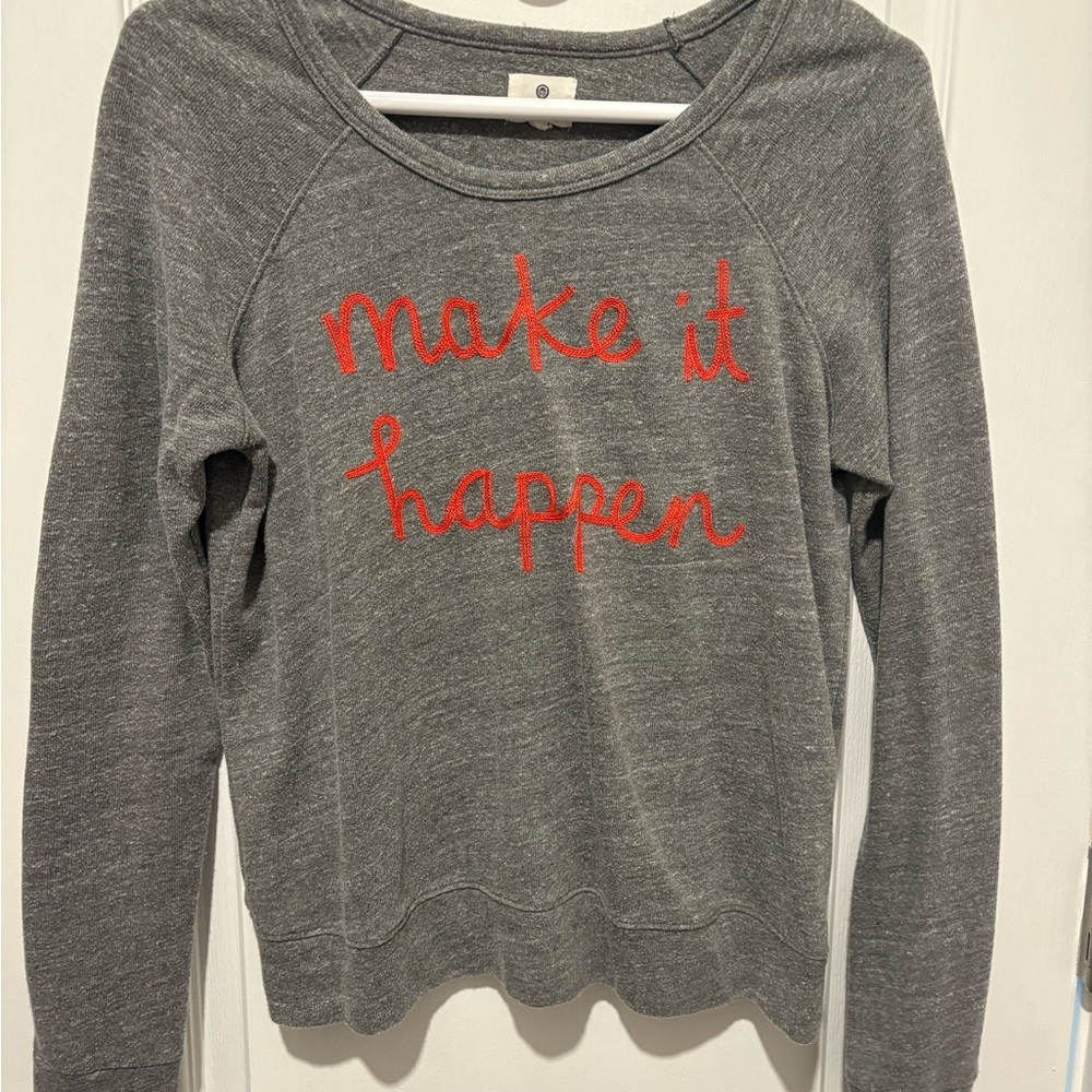 Sundry by Evereve Gray Make it HappenSweatshirt with Red Embroidery